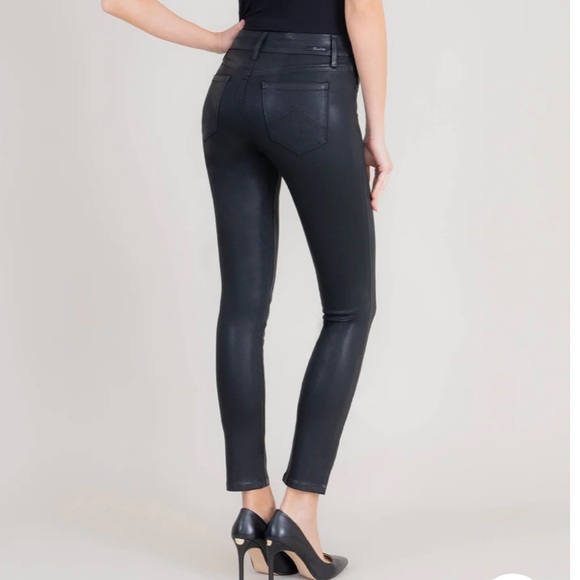 Level 99 Jeans Liza Midrise Black Vegan Leather Modal Skinny Jeans Black 28 - Picture 2 of 6